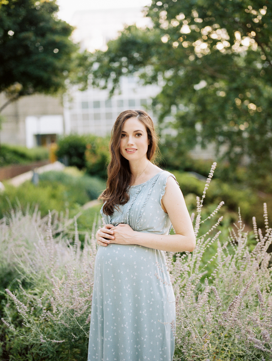 Pregnant woman at botanical gardens