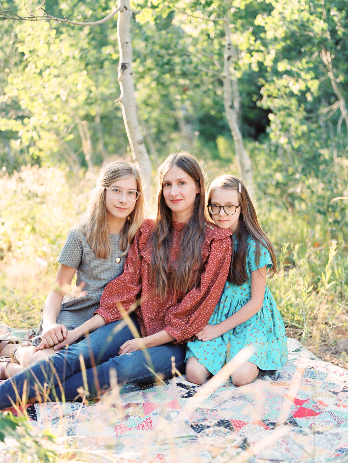 mother with two daughters