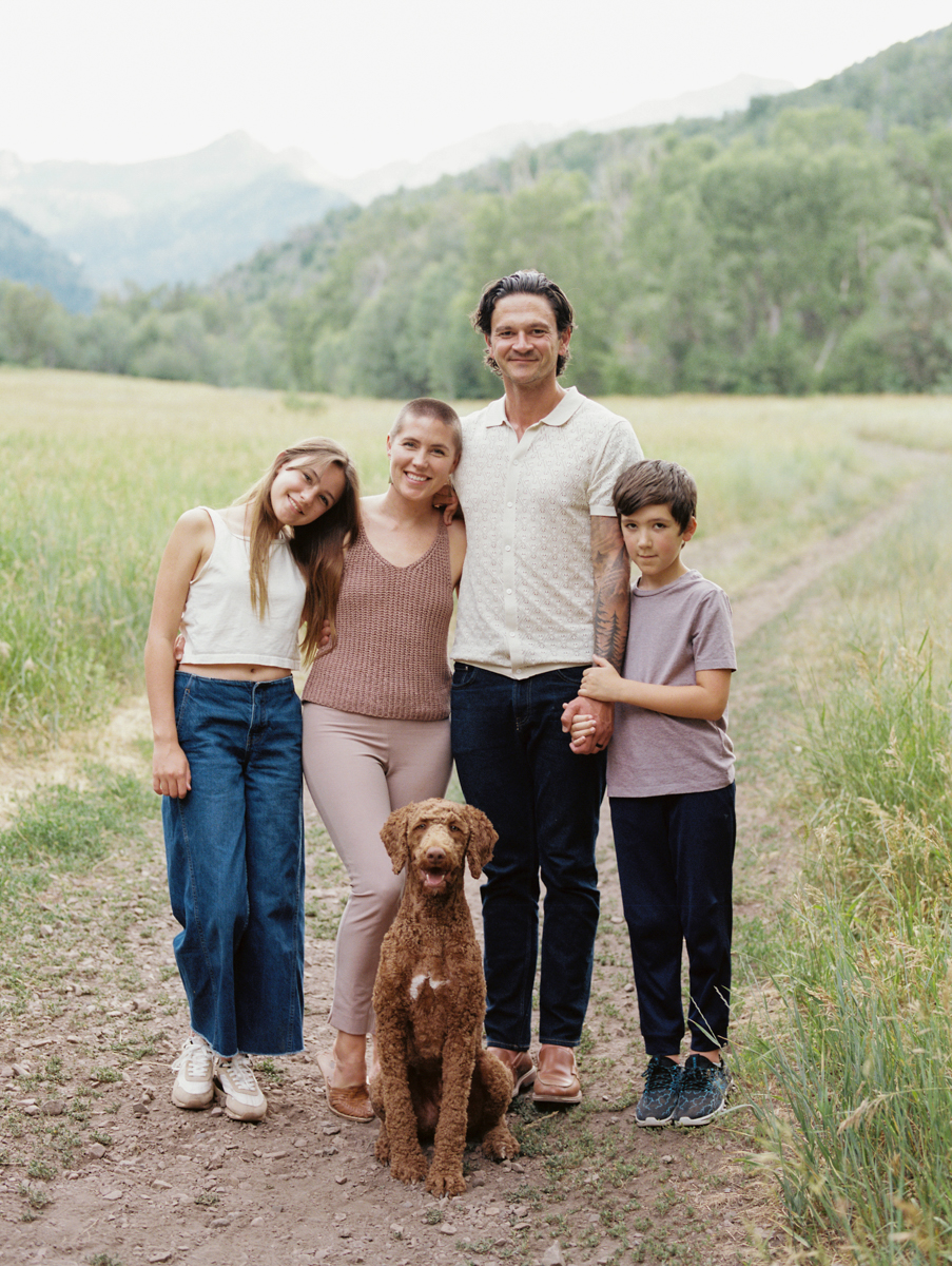 family portrait in a mountain setting