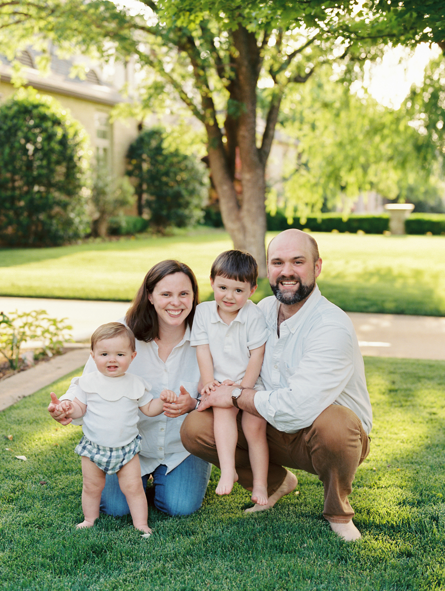film portrait of an okc family in their front yard